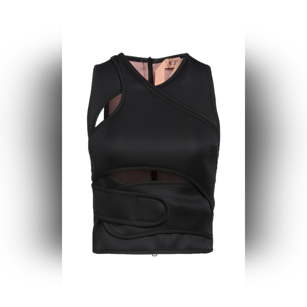 N°21 Black Scuba Tank Top with Unique Cutouts And Velcro Strap